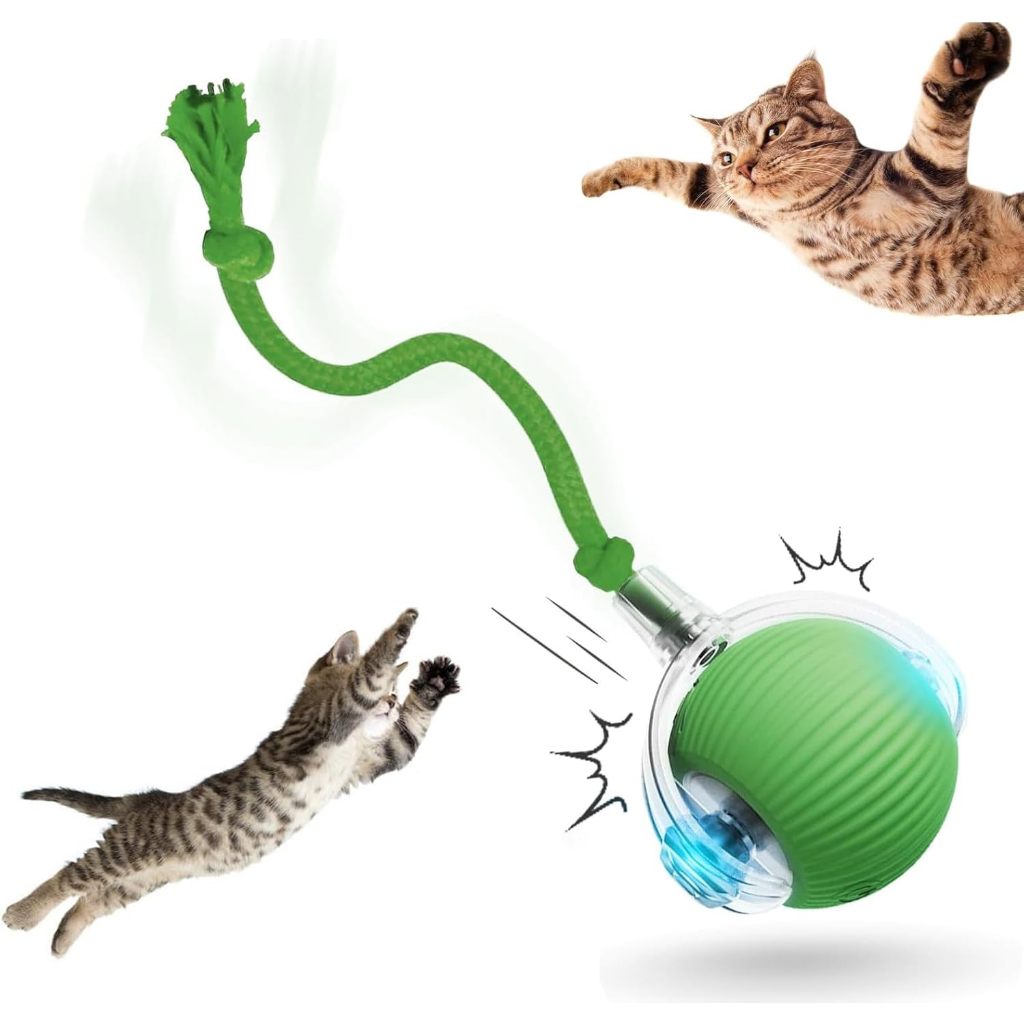 Brinquedo Automático para Gatos – Bola Interativa com Sensor de Movimento e Cauda Falsa Recarregável