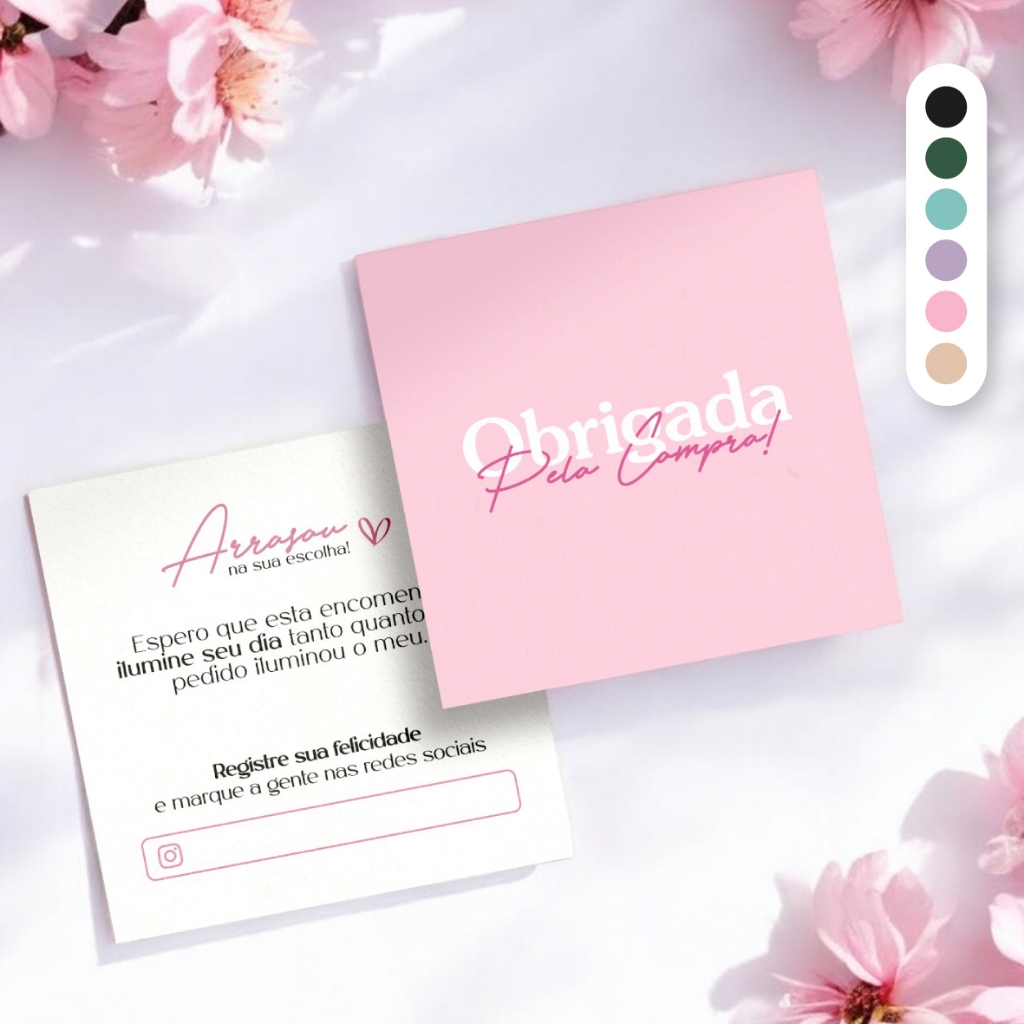 Cartão de agradecimento ao cliente Cores – Obrigada pela compra