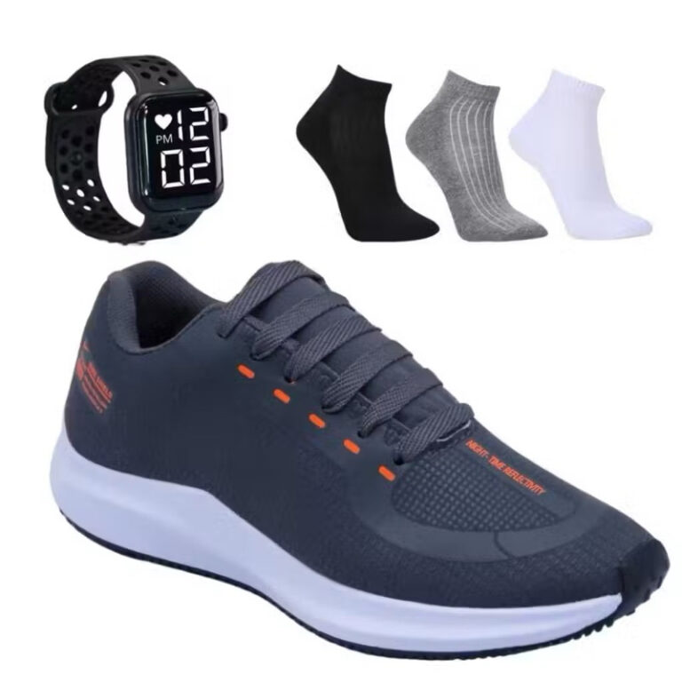 KIT TENIS MASCULINO ESPORTIVO+MEIA 100%ALGODAO+REL