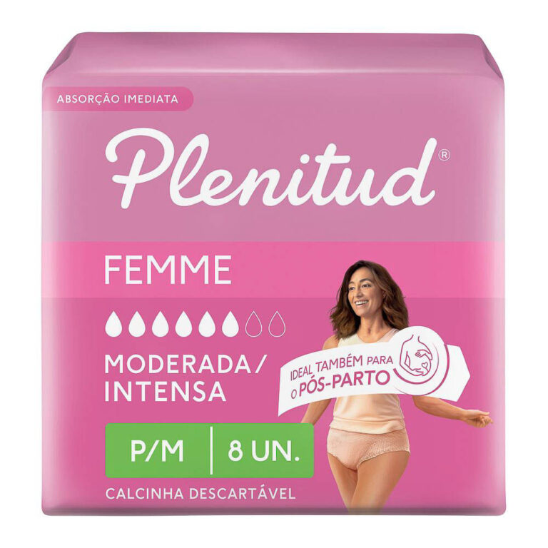 Roupa Íntima Plenitud Femme Tamanho P/M com 8 Uni
