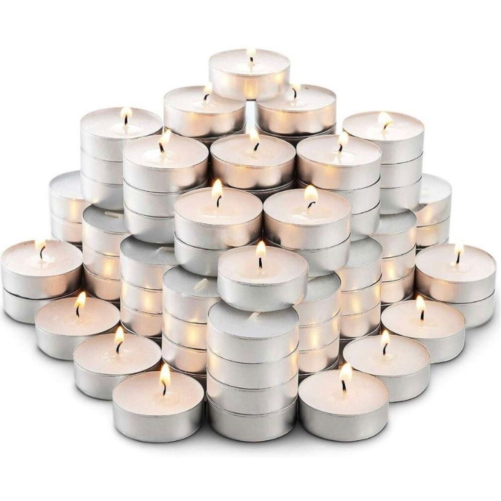 Kit 50/100 Velas Parafina Rechaud C/ Suporte Alumínio Decorativas Dia dos Namorados Surpresa Romanti