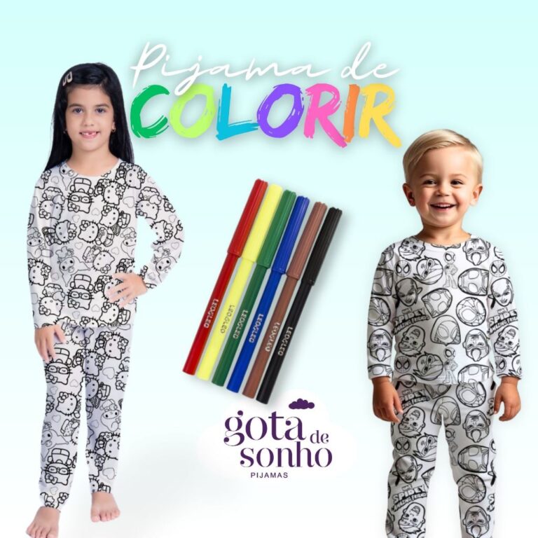 PIJAMA INFANTIL MANGA LONGA COM CANETINHA LAVÁVEL