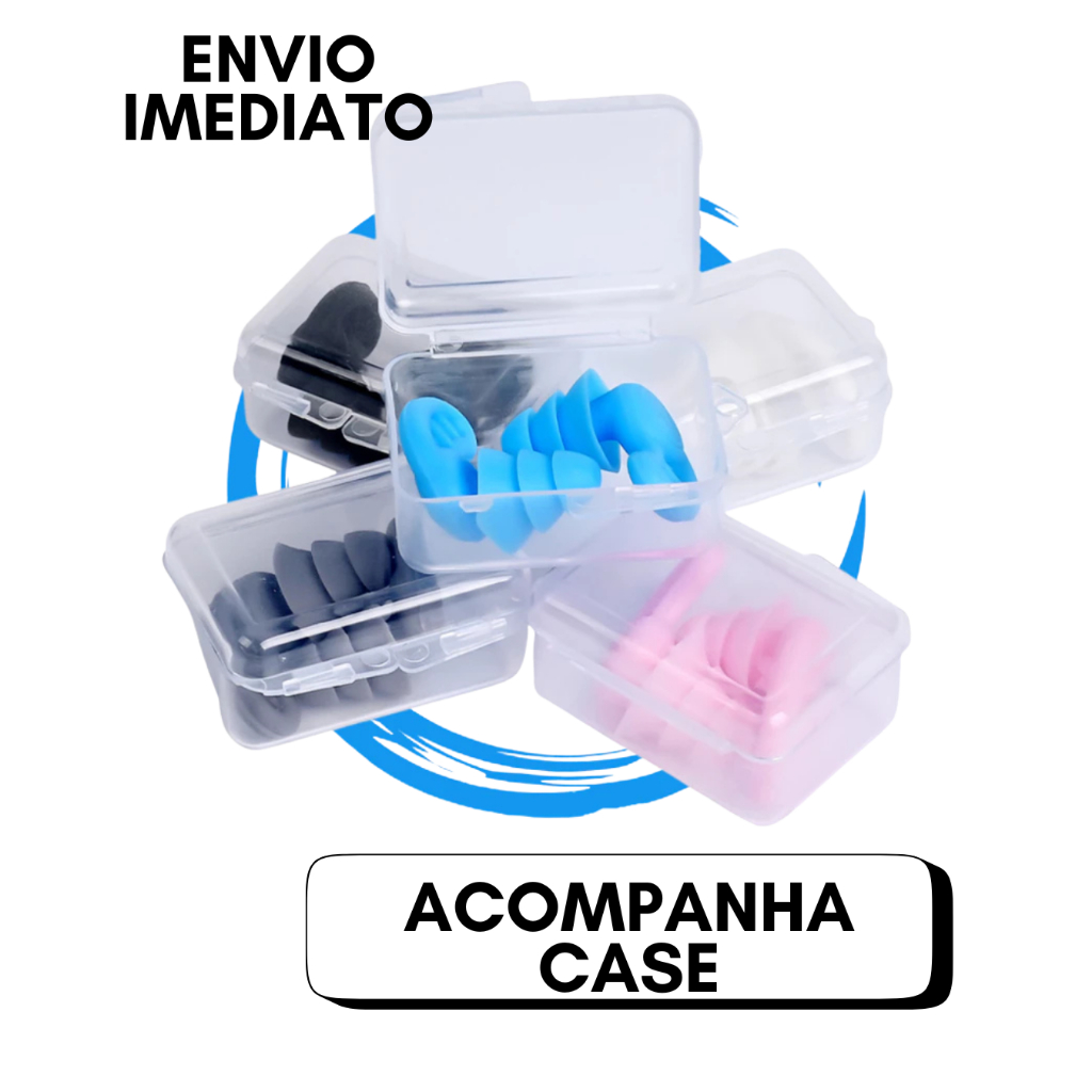 Kit Tampão de Ouvido Protetor Auricular Silicone 3 Camadas Redução Ruído Reutilizável Isolamento Acú