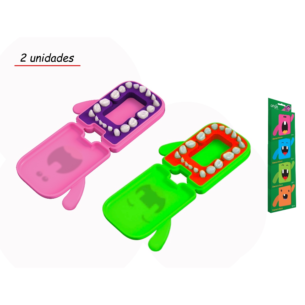 Kit 2 Unidades Estojo Educativo Porta Dentes de Leite – Álbum Infantil Organizador Dental – Promoção