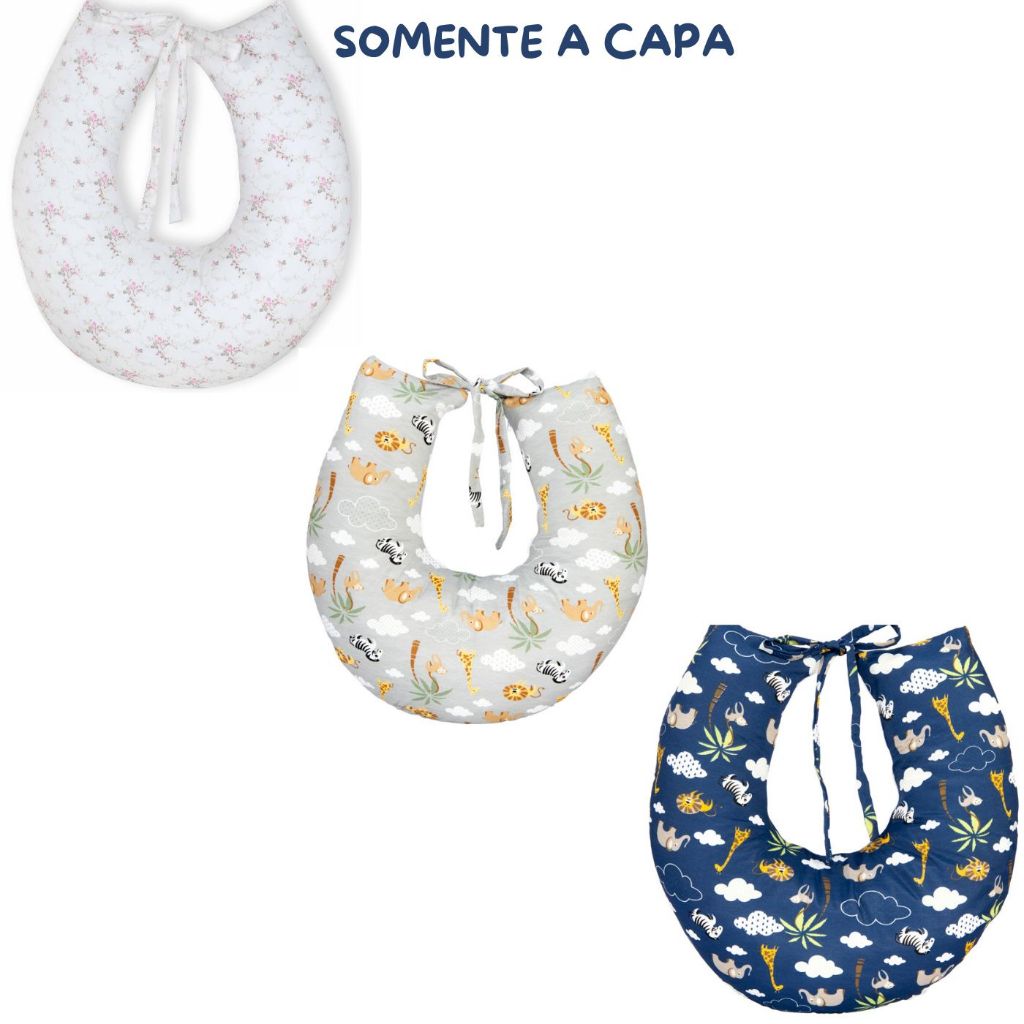 Capa Para Almofada De Amamentação Com Laço Zíper Macia 100% Algodão