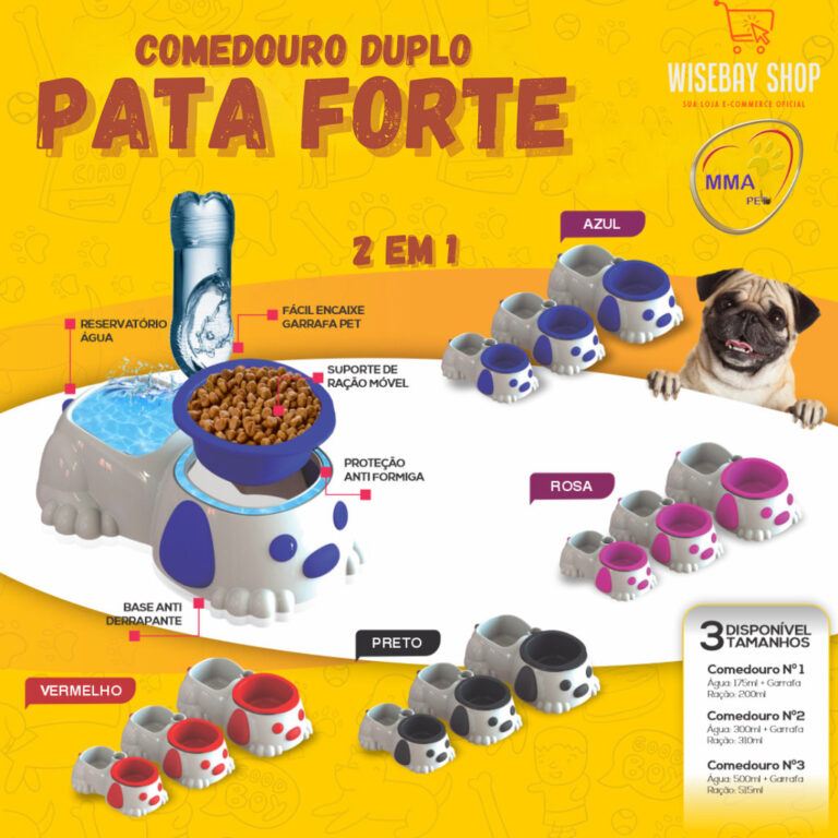Comedouro Duplo Pata Forte Antiformigas e Antiderr