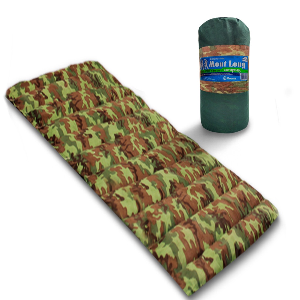 Colchonete Acampamento Camping Solteiro Pesca Retiro Ginástica MontLong Camuflado 190x60xm