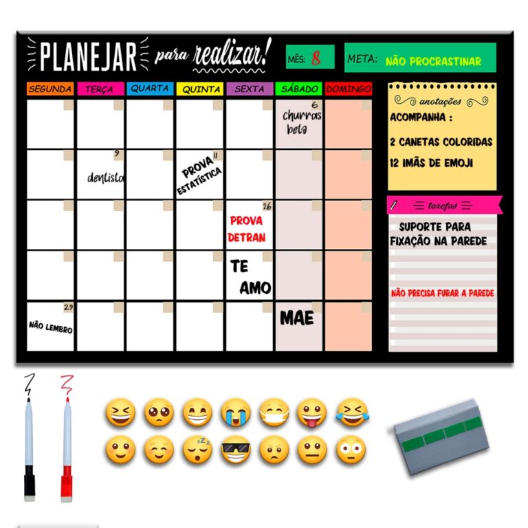 Quadro lousa Planejamento Mensal Planner 40×6