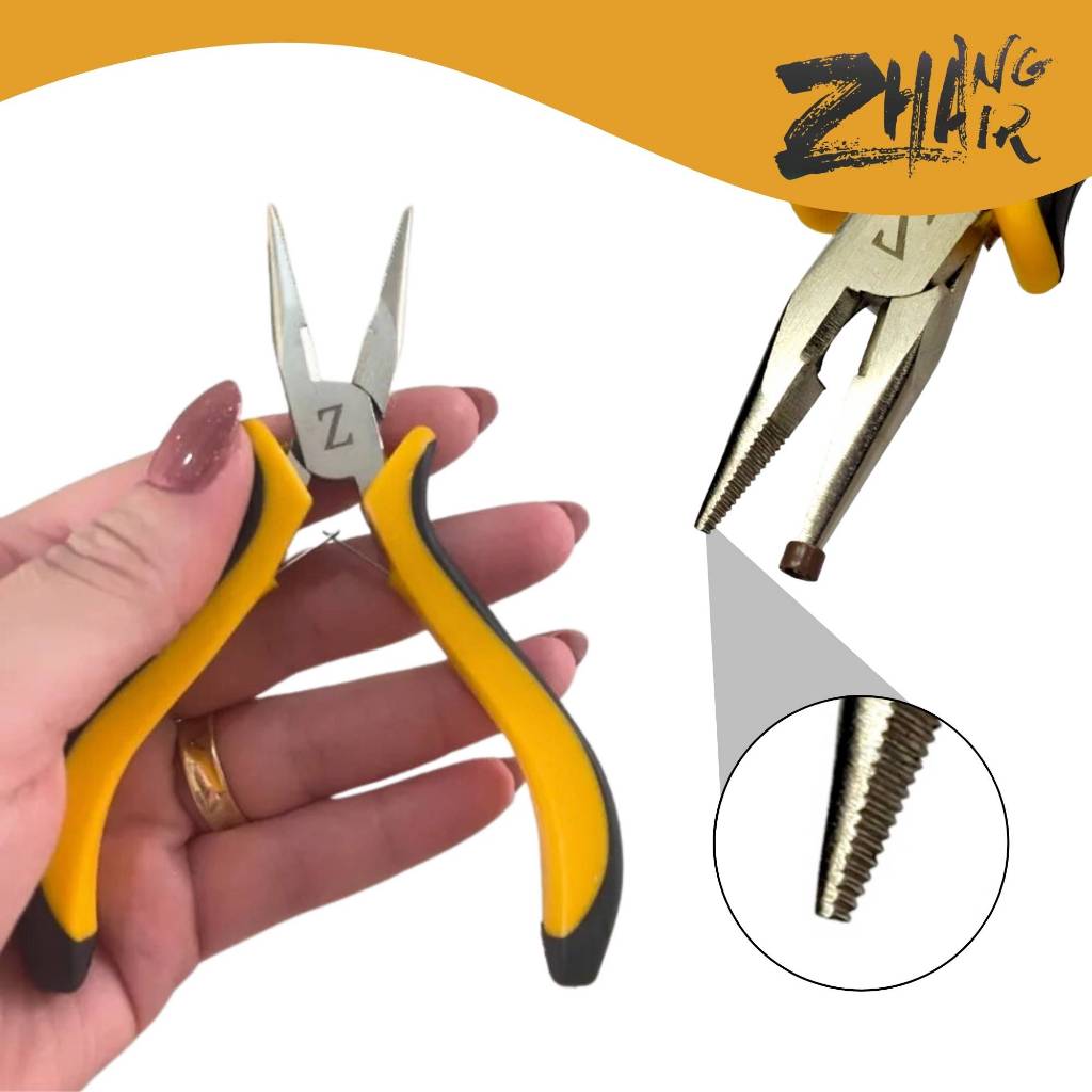 Alicate Ponta Reta Para Bijuterias Mega Hair Artesanato e Corte C/ Precisão Aço Carbono Profissional