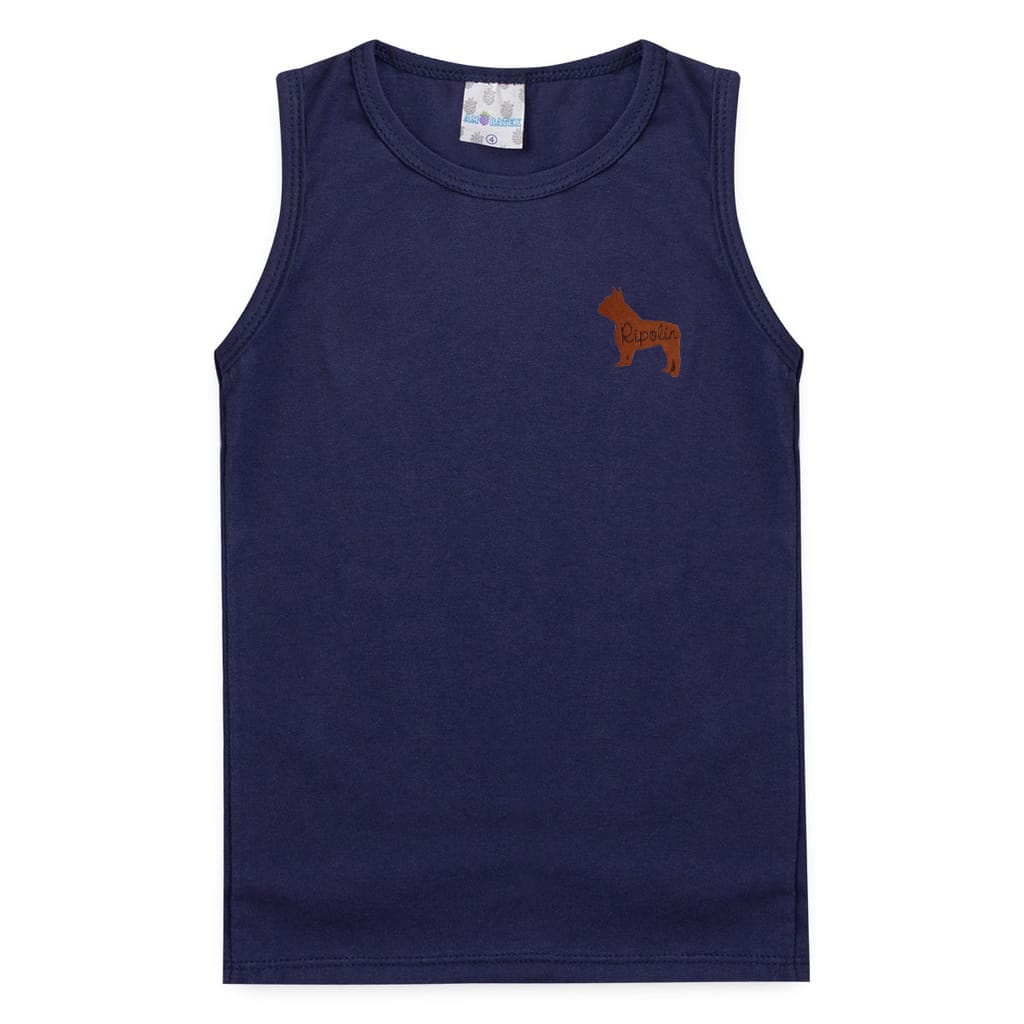 Regata Bebê Infantil Juvenil Masculina Com Aplique Blusa Menino Tamanhos 1 ao 16