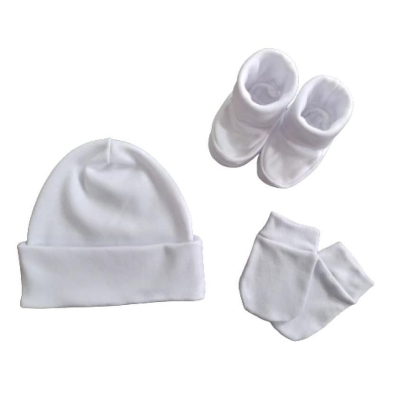 Kit Recém Nascido Bebê Touca Luva E Sapatinho Algodão Macio Enxoval Maternidade