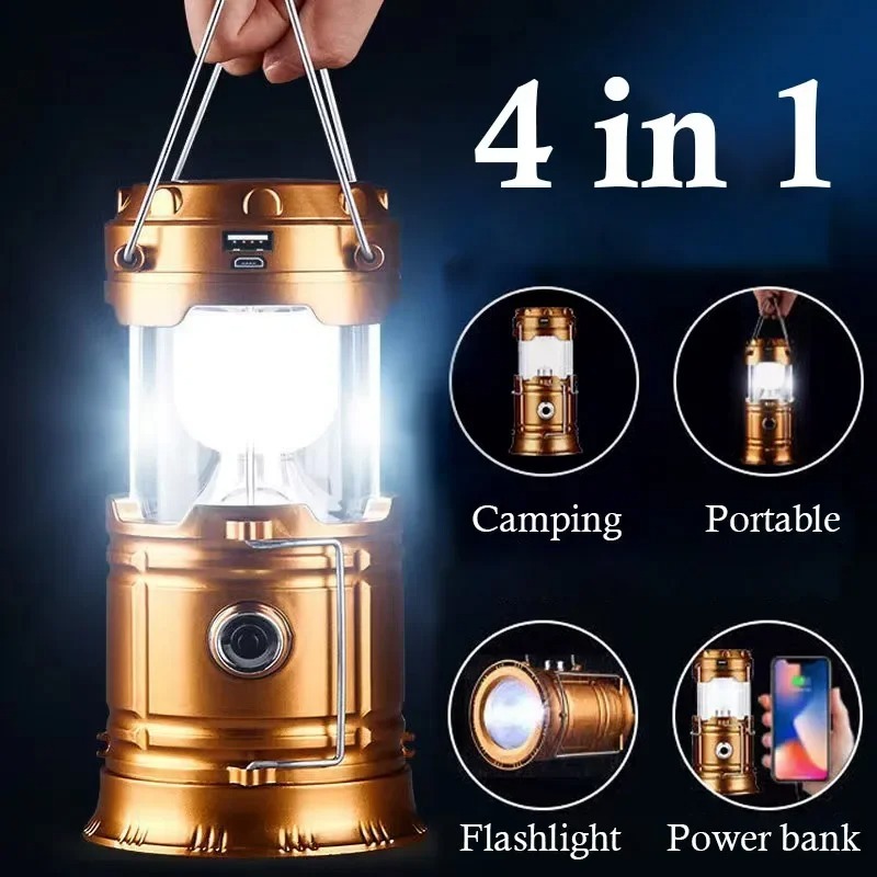 Lampião Luminária Carregador Solar Camping Usb Led Lanterna