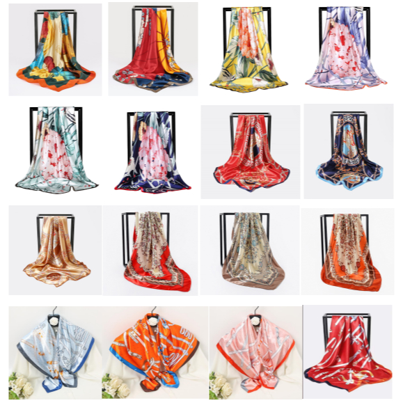 Lenço Cetim Bandana Cachecol Seda Colorido Echarp