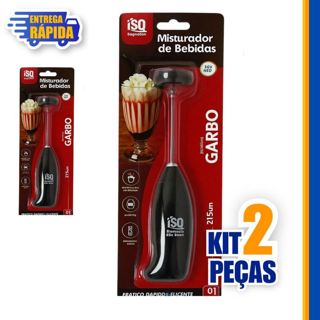 2 Misturadores Mini Mixer Elétrico Batedor Inox Café Chá Bebidas Milk Shake Multiuso UNiversal