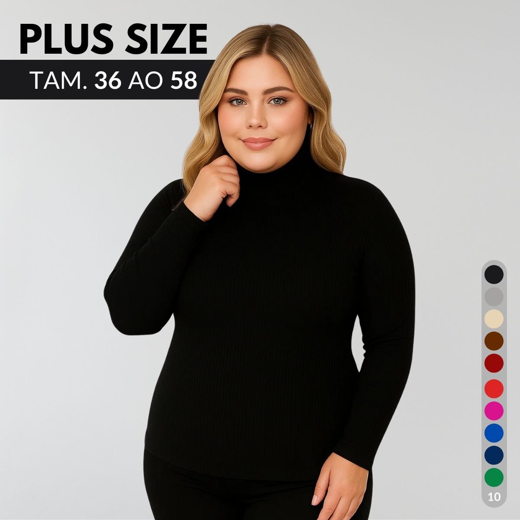 Blusa Plus Size Feminina Blusa Manga Longa Feminina Cacharrel Feminino Sueter Feminino Gola Alta Fri
