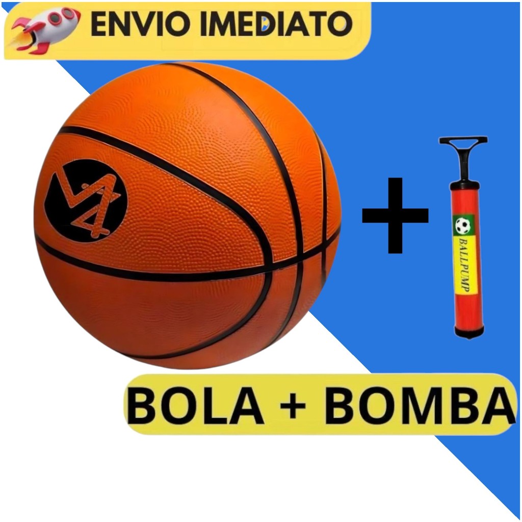 KIT BOLA DE BASQUETE TAMANHO OFICIAL PRO 7 COM BOMBA DE AR
