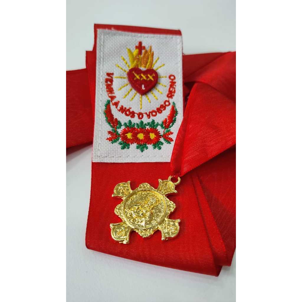 Fita Apostolado da Oração Feminina Chamalote Vermelha