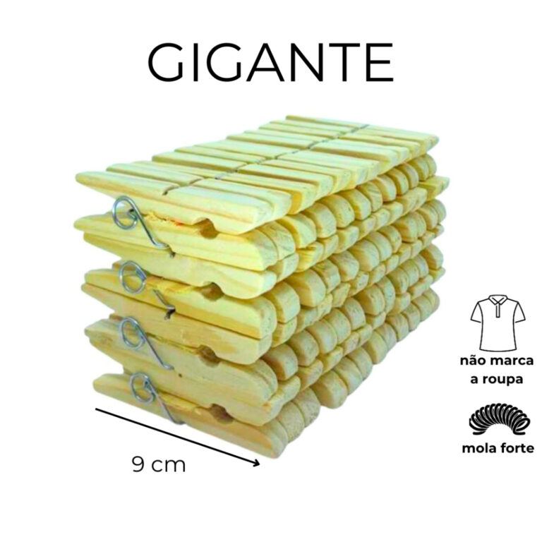 Prendedor de Roupa Madeira Gigante 60, 72 e 120 Un