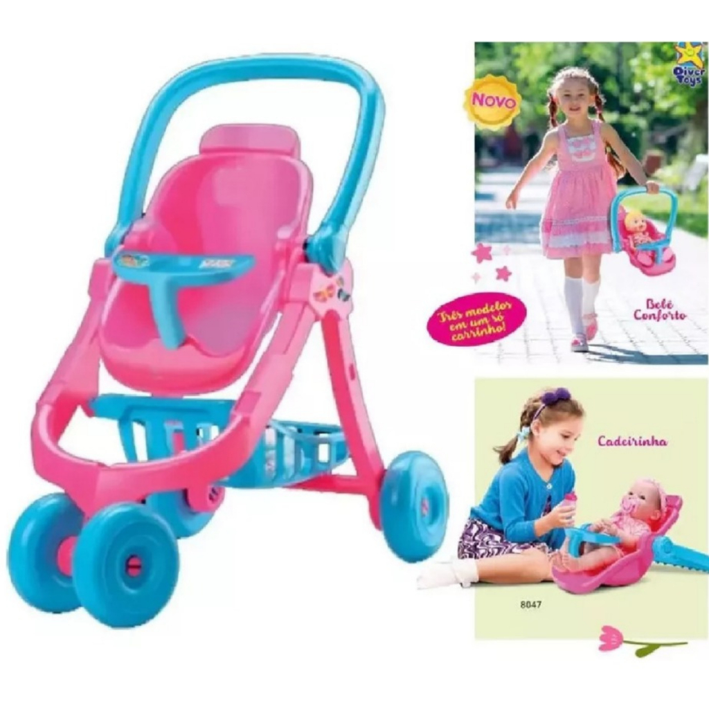 Carrinho de Boneca Alive Infantil 3 em 1 Bebê Conforto, Cadeirinha e Carrinho de Passeio – DiverToys