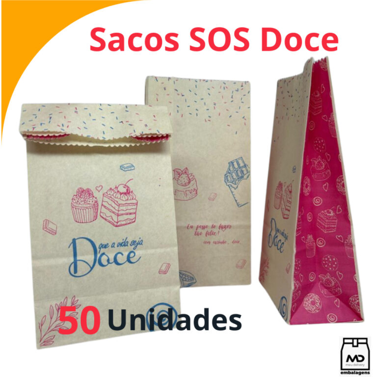 SACO KRAFT SOS TAMANHOS  PP, P E G TEMA DOCE DOCER