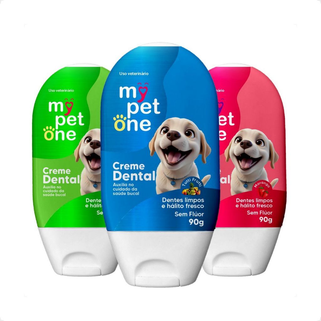 Creme Dental Menta, Tutti Frutti, Morango Mypetone – 90g