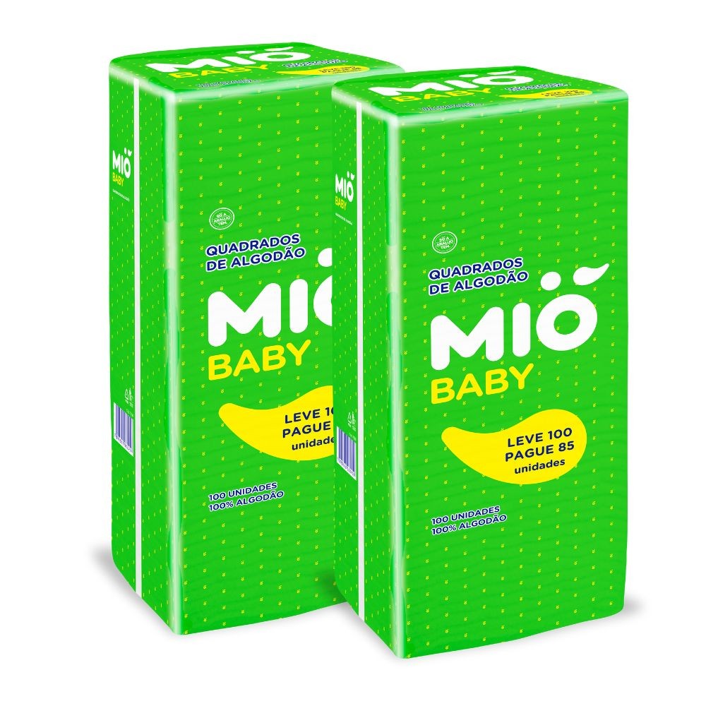 Kit 2 Algodão Mió Baby Quadrado Leve 100 Pague 85 Unidades