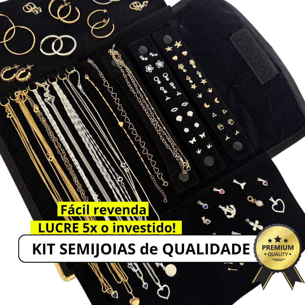 Kit Semijoias 20 Peças Banhadas a Ouro 18k e Prata 925 para Revenda Atacado Qualidade com Garantia