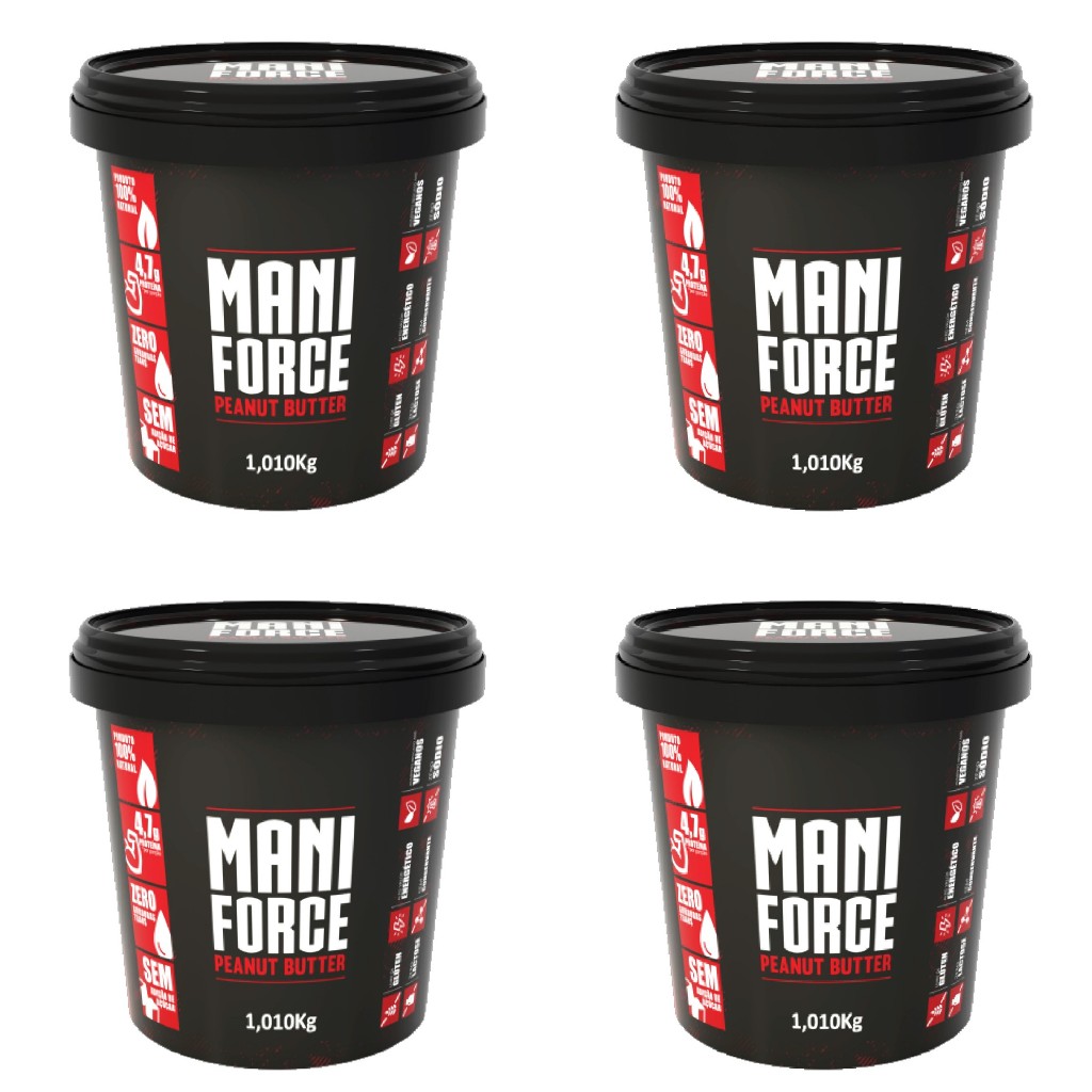 Kit 04x Maniforce Pasta De Amendoim Cremosa 100% Amendoim – 1,010Kg