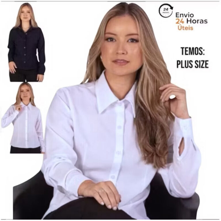 Camisa social feminina manga longa Camisete social