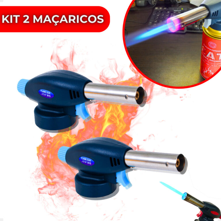 Kit 2 Maçaricos Culinário Portátil Com Regulage