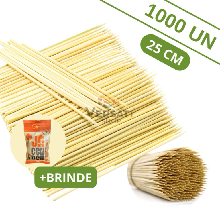 Espeto De Bambu 25cm Espetinho Para Churrasco 1000