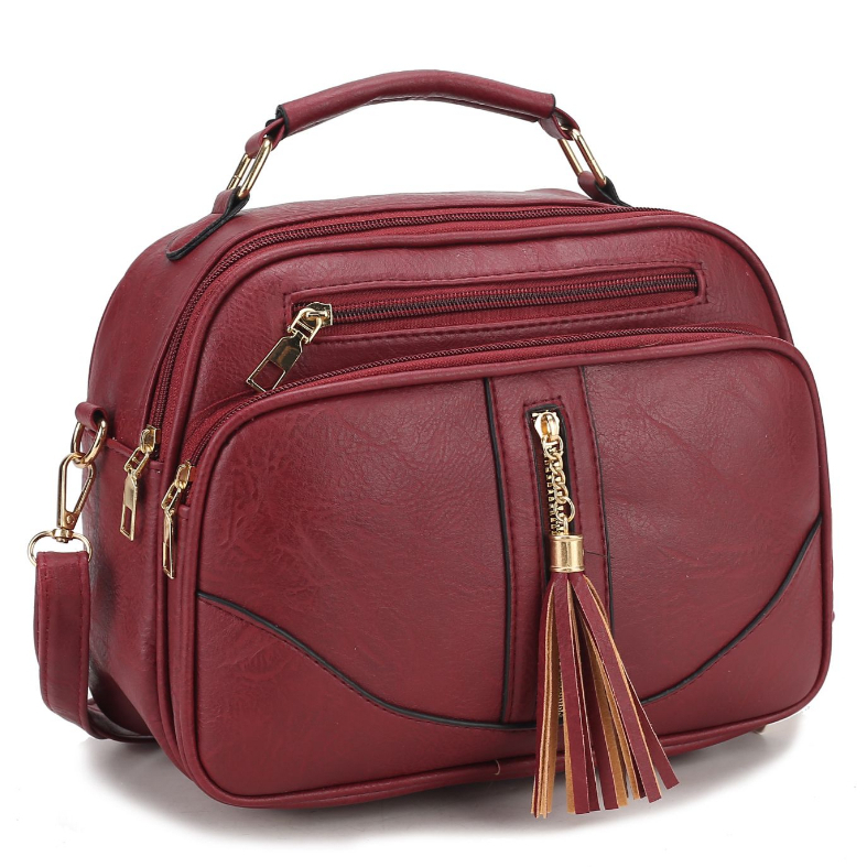 Bolsa Feminina Com Alça Lateral Transversal Faixa de Mão De Couro V2336 DONG