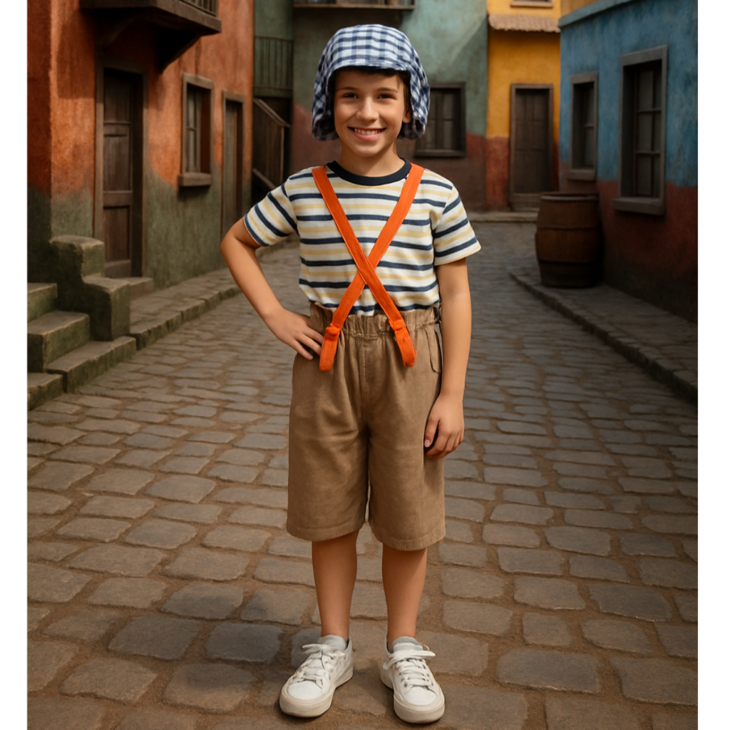 Fantasia Turma do Chaves Infantil Menino Com Gorro Tema Festa Cosplay Personagem Aniversario