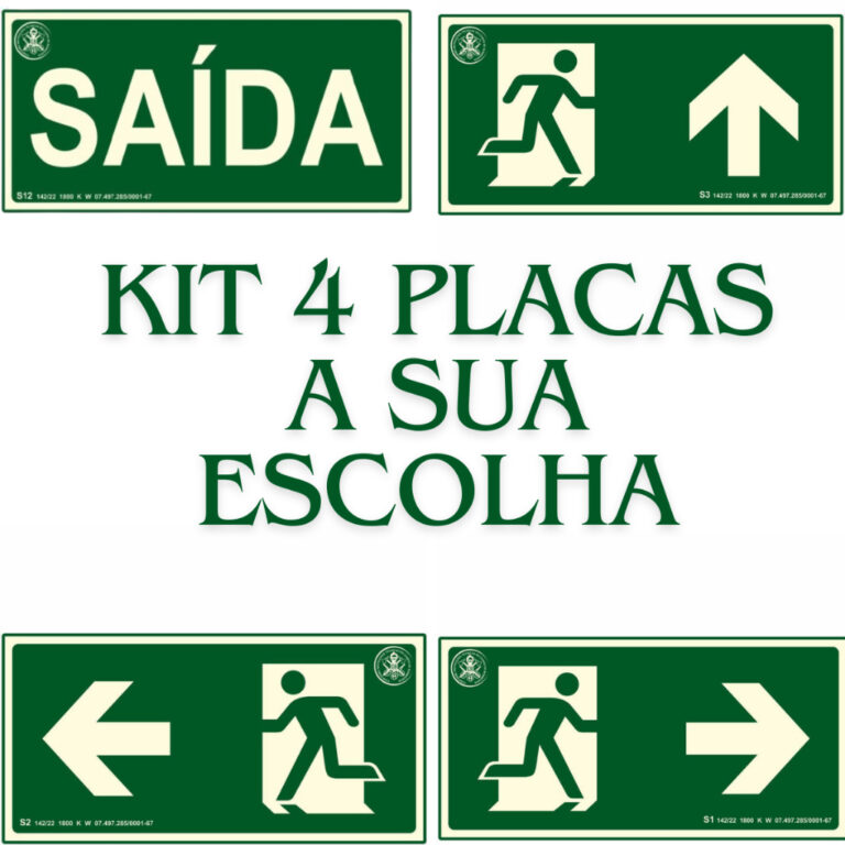 Kit 4 placas de saida Rota de fuga fotoluminescent
