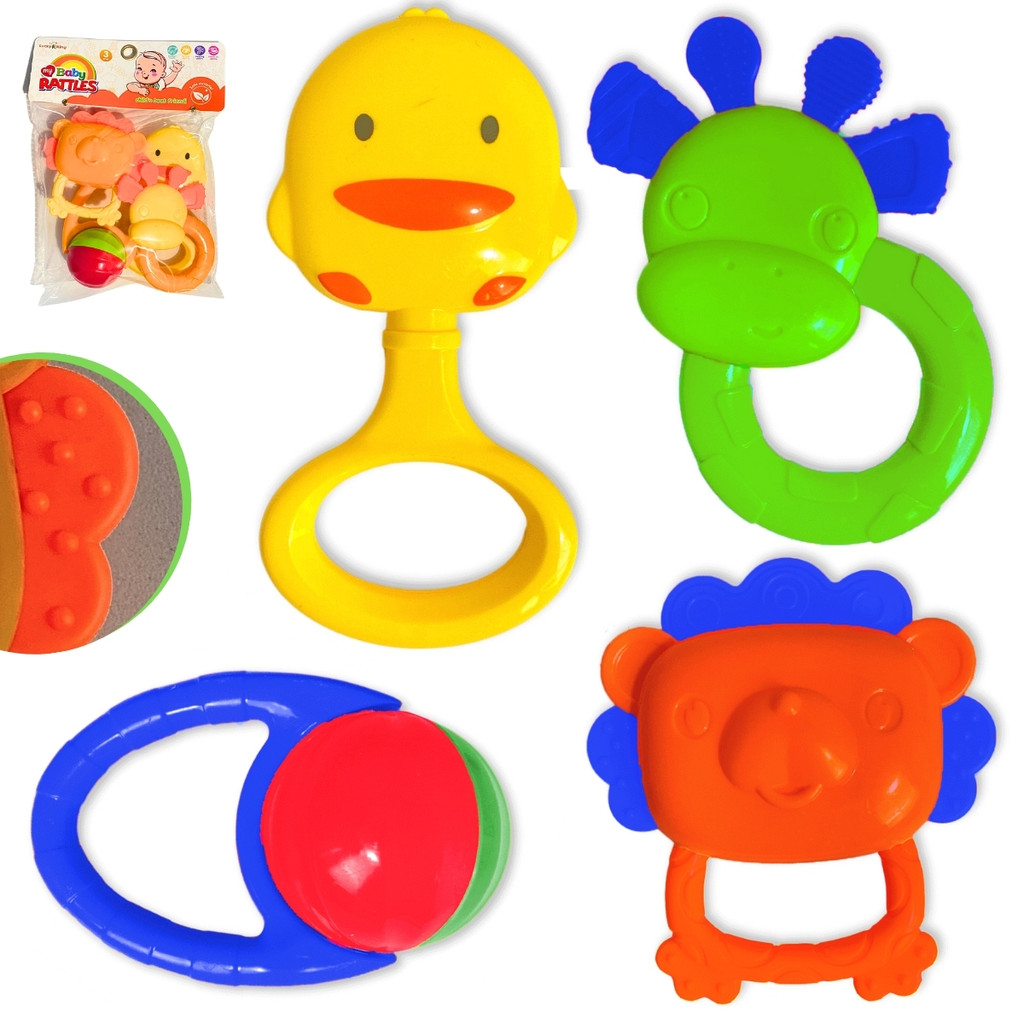 Kit Chocalho Brinquedo Infantil Macio Para Bebê Divertido