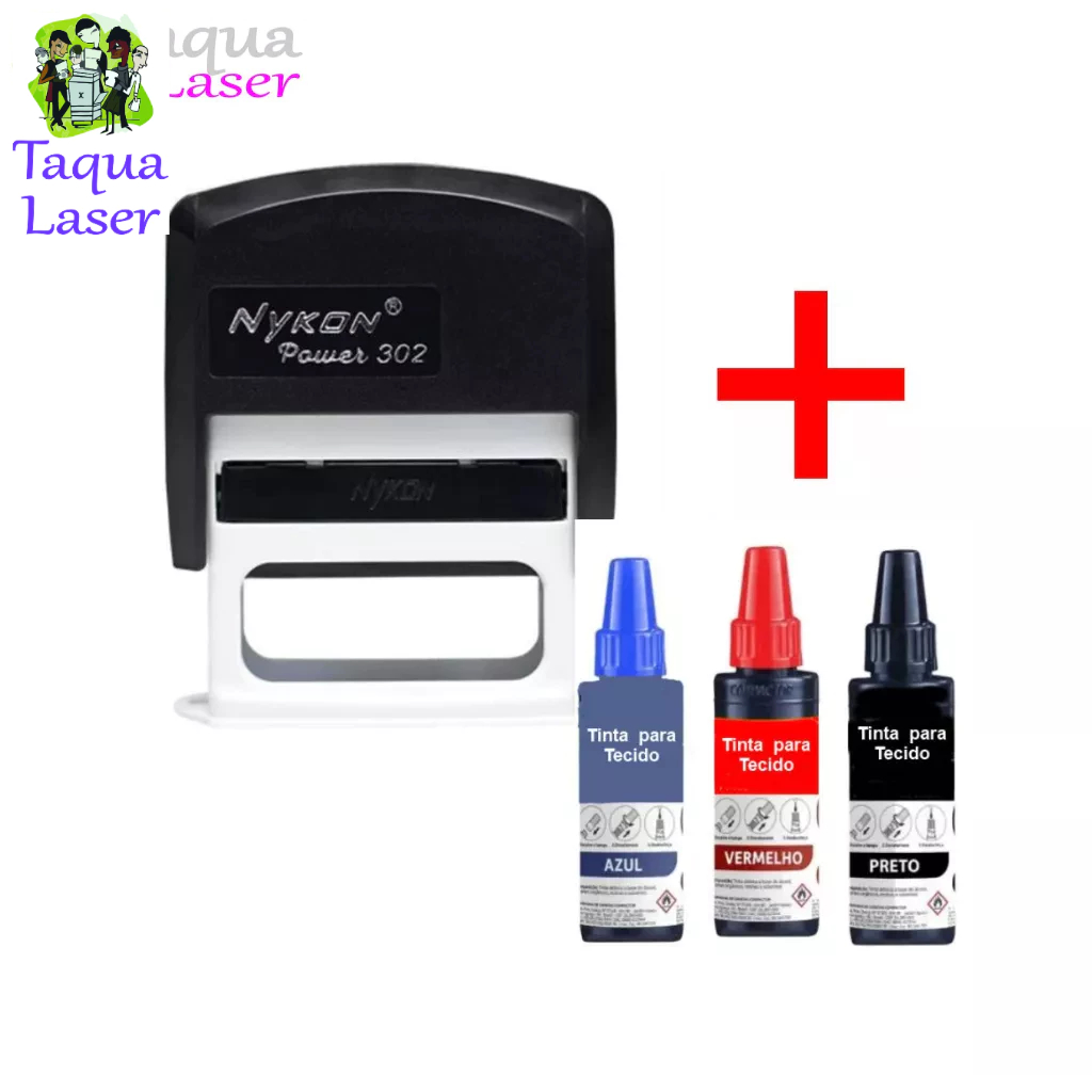 Kit Carimbo Automatico para Tecido Sacola Kraft Tinta inclusa 30ml A PROVA DÁGUA Uniforme Escolar