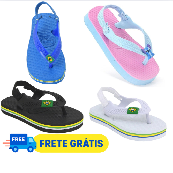 kit 2 Chinelo Bebê Infantil Sandália Baby brasil