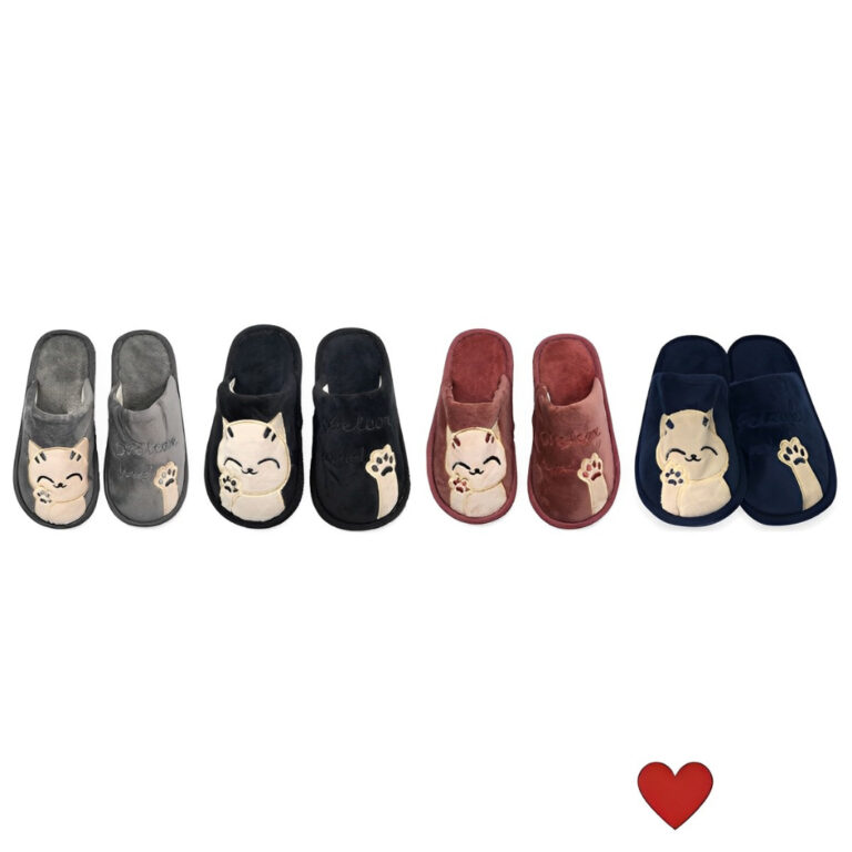 Pantufa Infantil Gatinho Antiderrapante Aveludada 
