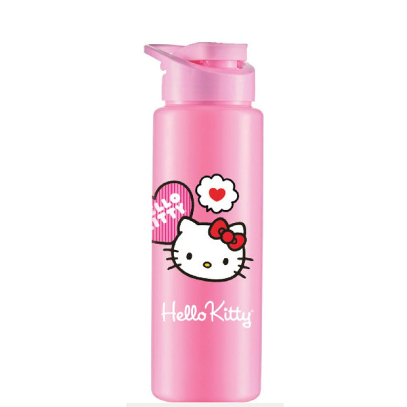 Garrafa Plástica 750ml Hello Kitty Rosa Tampa com Bico Retrátil Ideal para Crianças e Passeios
