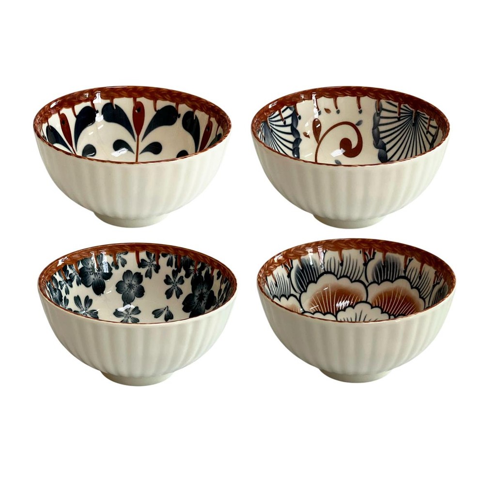 Jogo de Bowls Cerâmica 4 Peças Florata 11,5cm x 6cm – 280ml