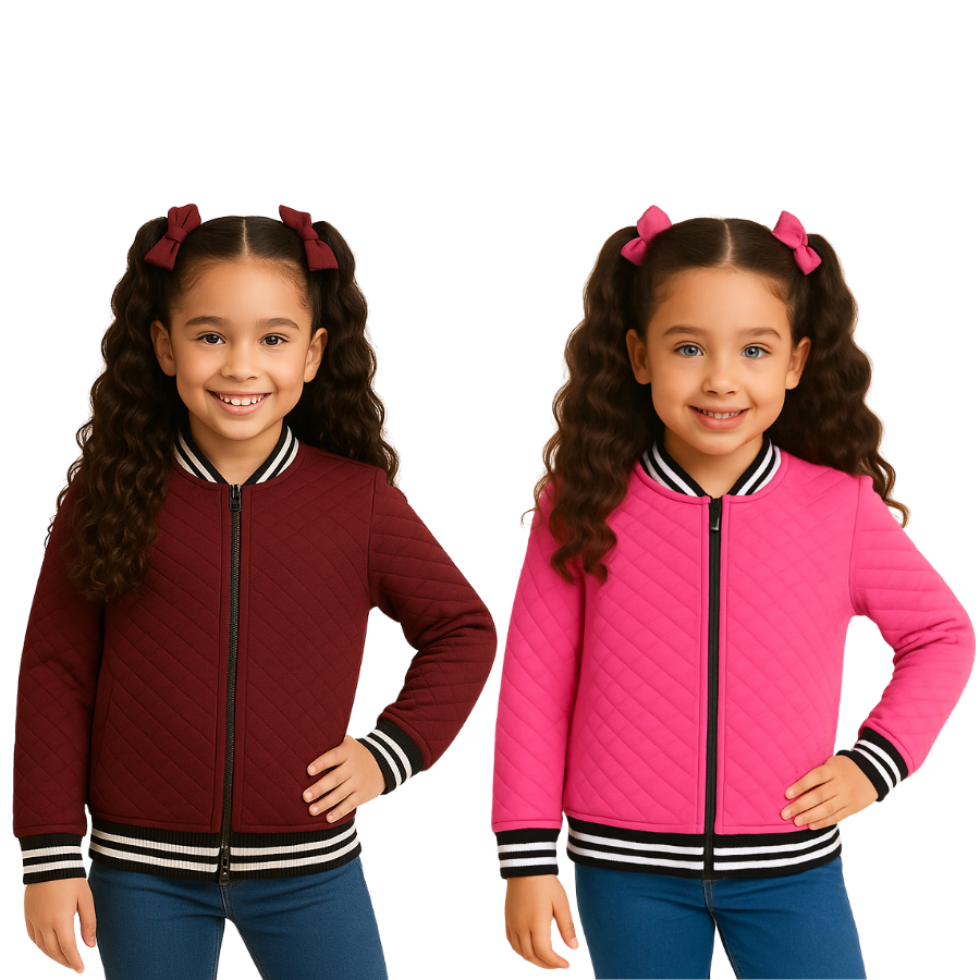 Kit 2 Jaqueta infantil Juvenil Bomber de ziper Meninas blusa de frio quentinha unissex metalasse