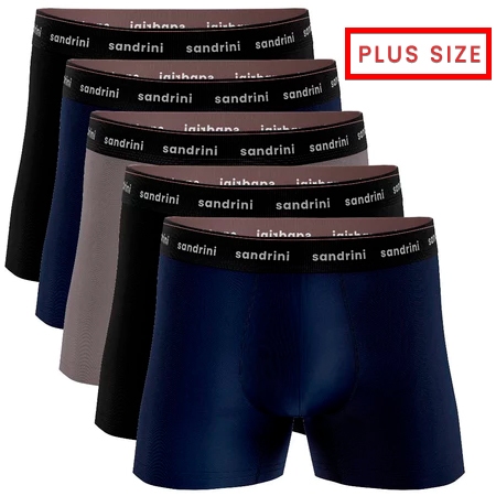 Kit 5 Cuecas Boxer Sandrini Algodão Plus Size G1 