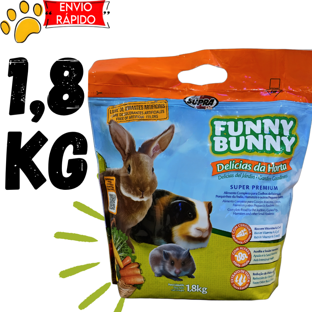 Funny Bunny Delícias da Horta 1,8kg Ração para Coelhos e Roedores