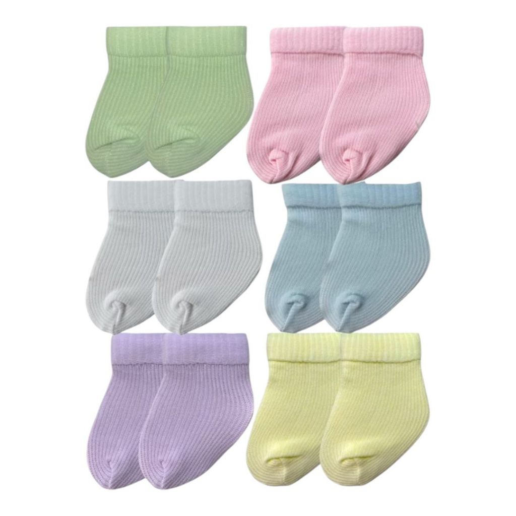 Kit 12 Meias Bebê RN Recem Nascido Essencial p/ Enxoval e Saída Maternidade 0-6 meses