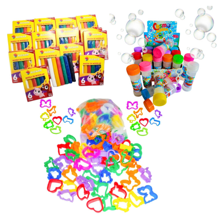 Kit 30 Massinha de Modelar + 30 Bolha de Sabão + 