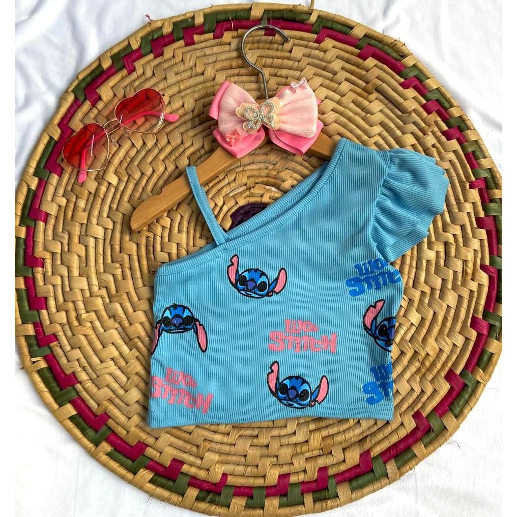 Blusa infantil Canelado detalhe estampado Lilo – Moda feminina blogueirinha