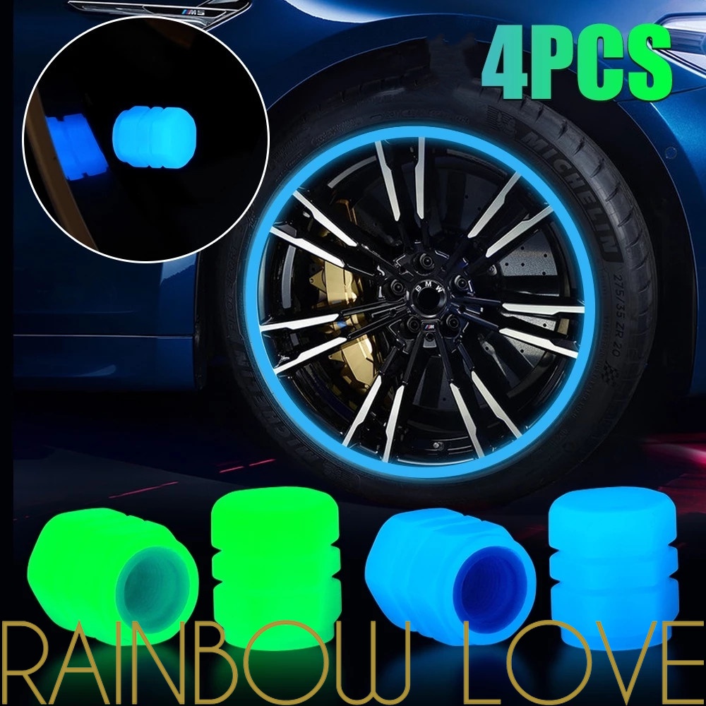 1/4 Pacotes Universais De Mini Tampas De Válvula De Pneu De Carro/Cubo De Roda Haste Luminosas/Capas