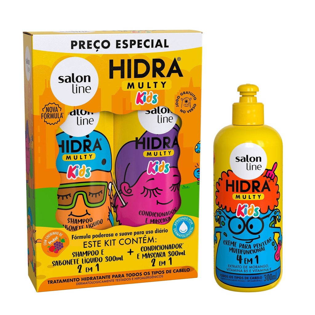 Hidra Multy Kids Shampoo + Condicionador + Creme – Salon Line