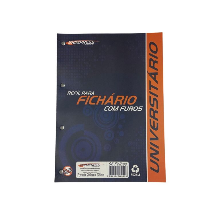 Refil Folha Fichário Bloco C/96 Fls Brimpress 4 F