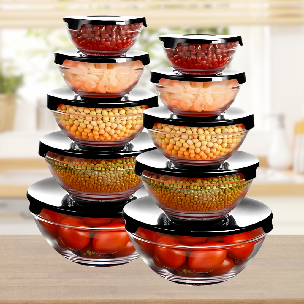 Kit Conjunto De Potes Vidro Resistente Organizadores De Cozinha Multiuso